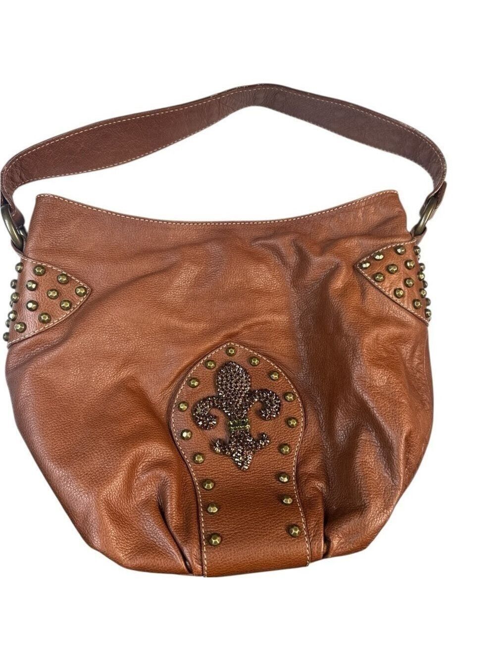 Bridget Shuster Vintage Cognac Leather Hobo Shoulder Bag